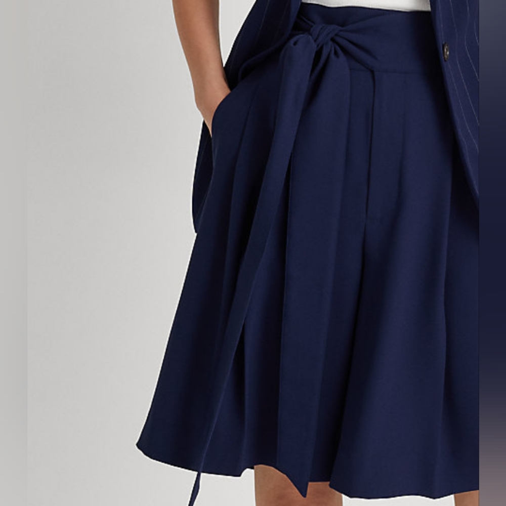 Women’s Navy Tie-Waist Shorts - Picture 16 of 16
